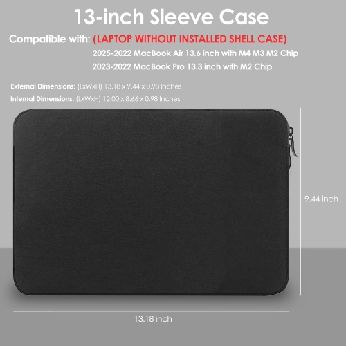 P 13-Inch Laptop Sleeve Case for 2025 MacBook Air 13.6 inch with M4 M3 Chip Accessory Traveling Carrying Bag Cover Water-Resistant Simple Case for