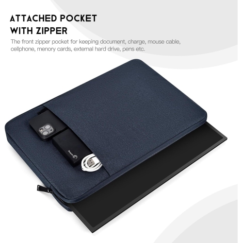 Portable Monitor Sleeve 15.6 16.1 inch, Padded Shockproof Carrying Case Bag for 15.6-16.1 inch Portable Display Monitors, Water-Resistant Laptop Bag
