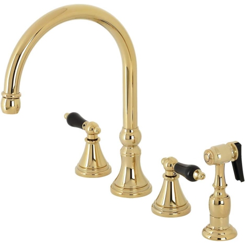 Kingston Brass KS2792PKLBS Duchess Widespread Kitchen Faucet Sprayer, Polished Brass