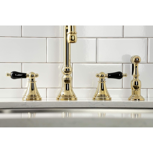 Kingston Brass KS2792PKLBS Duchess Widespread Kitchen Faucet Sprayer, Polished Brass
