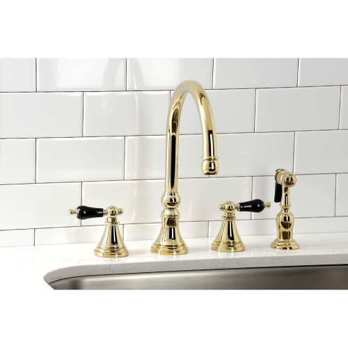Kingston Brass KS2792PKLBS Duchess Widespread Kitchen Faucet Sprayer, Polished Brass