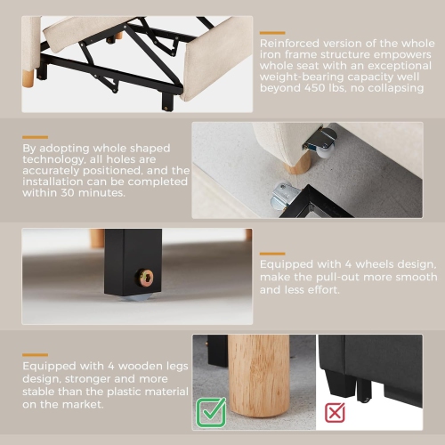 AECOJOY 36" Sleeper Chair, Convertible Chair Bed for Adults, 3-in-1 Pull Out Sofa Chair, Floral