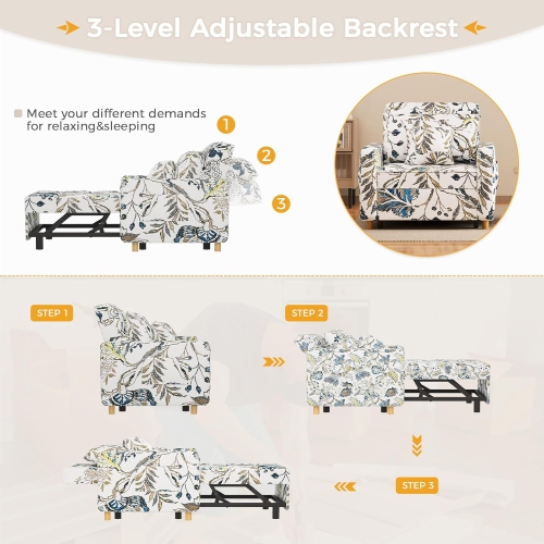 AECOJOY 36" Sleeper Chair, Convertible Chair Bed for Adults, 3-in-1 Pull Out Sofa Chair, Floral