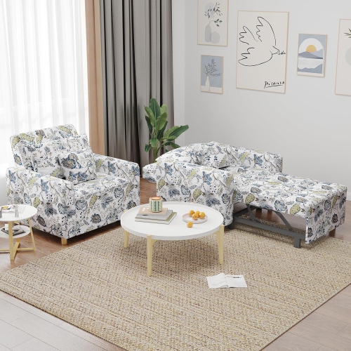 AECOJOY 36" Sleeper Chair, Convertible Chair Bed for Adults, 3-in-1 Pull Out Sofa Chair, Floral
