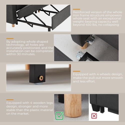 AECOJOY 36" Sleeper Chair, Convertible Chair Bed for Adults, 3-in-1 Pull Out Sofa Chair, Modern Grey