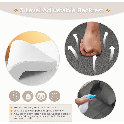 AECOJOY 36" Sleeper Chair, Convertible Chair Bed for Adults, 3-in-1 Pull Out Sofa Chair, Modern Grey