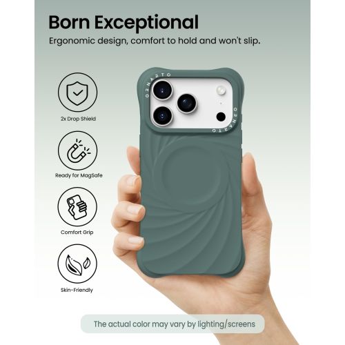 Orto – Étui Vortuxe pour iPhone 17 Pro, [compatible avec MagSafe], étui de téléphone en silicone liquide antichoc pour iPhone 17 Pro 6.3&nbsp;po-vert