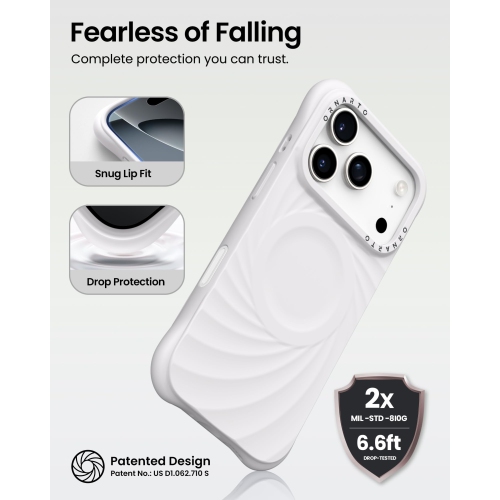 ORNARTO Vortuxe for iPhone 17 Pro Case, [Compatible with MagSafe], Shockproof Liquid Silicone Phone Case Cover for iPhone 17 Pro 6.3inch-White