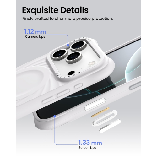 ORNARTO Vortuxe for iPhone 17 Pro Case, [Compatible with MagSafe], Shockproof Liquid Silicone Phone Case Cover for iPhone 17 Pro 6.3inch-White