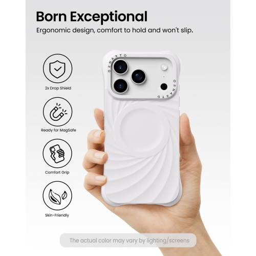 ORNARTO Vortuxe for iPhone 17 Pro Case, [Compatible with MagSafe], Shockproof Liquid Silicone Phone Case Cover for iPhone 17 Pro 6.3inch-White