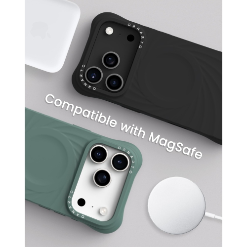 ORNARTO Vortuxe for iPhone 17 Pro Case, [Compatible with MagSafe], Shockproof Liquid Silicone Phone Case Cover for iPhone 17 Pro 6.3inch-Black