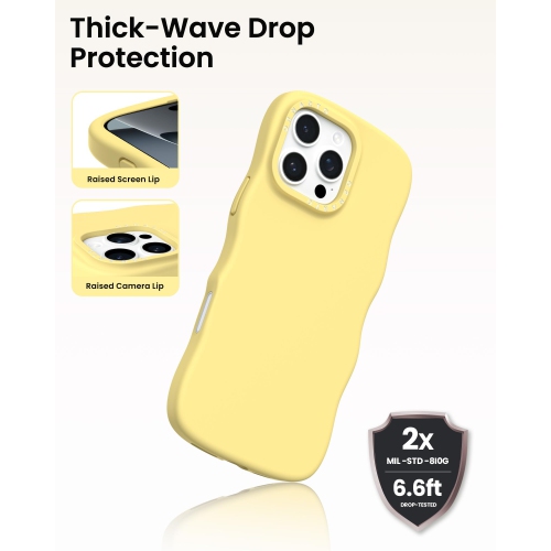 ORNARTO for iPhone 16 Pro Max Case – Curly Wave Edge | Compatible with MagSafe | Shockproof Liquid Silicone 3 Layers Full Covered Soft Protective