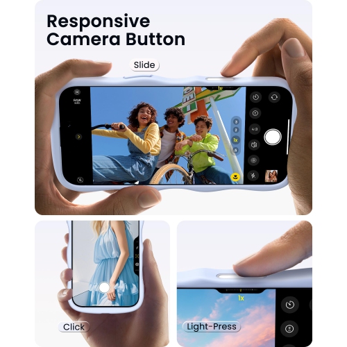 Étui ORNARTO pour iPhone 16 Pro – Curly Wave Edge | Compatible avec MagSafe | Étui souple en silicone liquide antichoc pour iPhone 16 Pro-Baby Blue