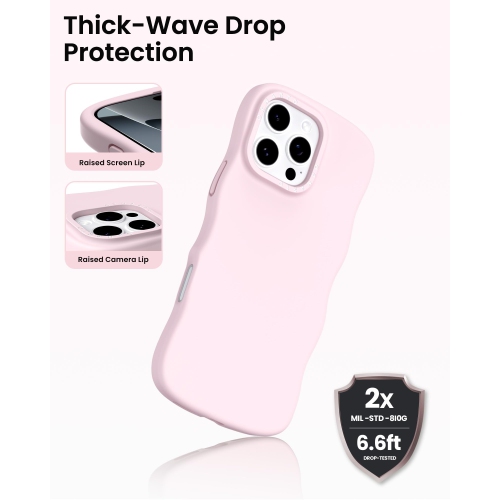 Étui ORNARTO pour iPhone 16 Pro – Curly Wave Edge | Compatible avec MagSafe | Étui de téléphone souple en silicone liquide antichoc pour iPhone 16