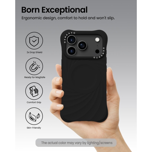 ORNARTO Vortuxe for iPhone 17 Pro Max Case, [Compatible with MagSafe], Shockproof Liquid Silicone Phone Case Cover for iPhone 17 Pro Max 6.9inch-Black