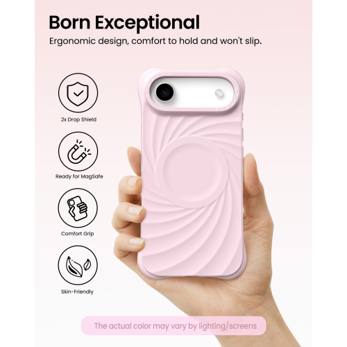 ORNARTO Vortuxe for iPhone 17 Air Case, [Compatible with MagSafe], Shockproof Liquid Silicone Phone Case Cover for iPhone 17 Air 6.5inch-Chalk Pink