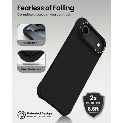 Orto – Étui Vortuxe pour iPhone 17 Air, [compatible avec MagSafe], étui de téléphone en silicone liquide antichoc pour iPhone 17 Air 6.5&nbsp;po-noir