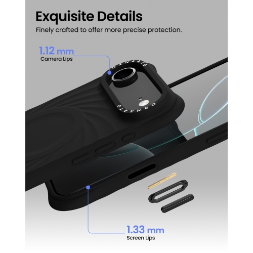 Orto – Étui Vortuxe pour iPhone 17 Air, [compatible avec MagSafe], étui de téléphone en silicone liquide antichoc pour iPhone 17 Air 6.5&nbsp;po-noir