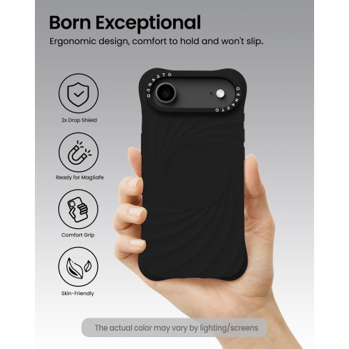Orto – Étui Vortuxe pour iPhone 17 Air, [compatible avec MagSafe], étui de téléphone en silicone liquide antichoc pour iPhone 17 Air 6.5&nbsp;po-noir