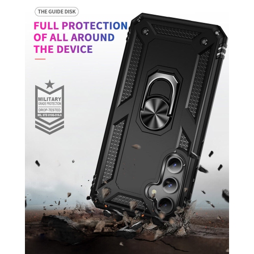 [CS] Hybrid Magnetic Hard Kickstand Case Cover with Ring Holder for Samsung Galaxy A16, Grey