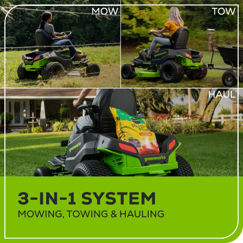 Greenworks Pro 80V 42" Electric Lawn Tractor, Riding Mower, 5.0Ah Batteries and 600W Plug in Charger Included