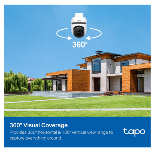 TP-Link Tapo 1080p Pan/Tilt Outdoor Wired Security Wi-Fi Camera, 360° Visual Coverage, Up to 98ft Night Vision, Motion/Person Detection, Physical