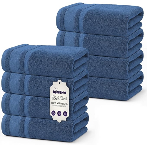 Beddora Luxury Bath Towels – 100% Cotton, Oversized 27x54, Extra Soft, Quick Dry & Super Absorbent, Hotel Spa Quality Bathroom Towels