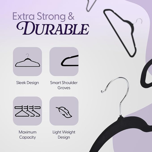 Beddora Black Velvet Hangers 200 Pack Premium Non Slip Velvet Hangers 360 Degree rotatable Hook Durable & Slim Coat - Pant Hangers