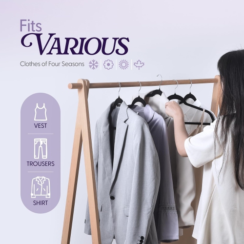 Beddora Black Velvet Hangers 200 Pack Premium Non Slip Velvet Hangers 360 Degree rotatable Hook Durable & Slim Coat - Pant Hangers