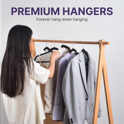 Beddora Black Velvet Hangers 200 Pack Premium Non Slip Velvet Hangers 360 Degree rotatable Hook Durable & Slim Coat - Pant Hangers