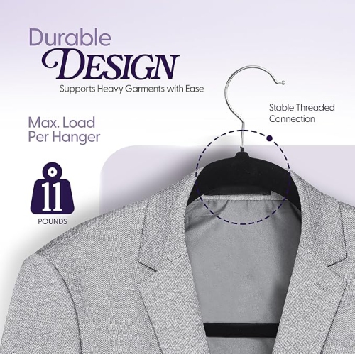 Beddora Pack of 100 Premium Non Slip Velvet Hangers 360 Degree rotatable Hook Durable & Slim Coat - Pant Hangers