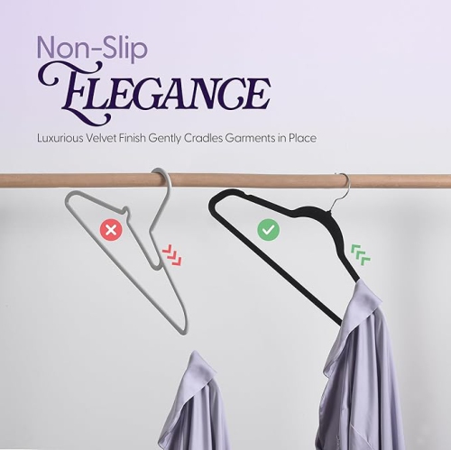 Beddora Pack of 100 Premium Non Slip Velvet Hangers 360 Degree rotatable Hook Durable & Slim Coat - Pant Hangers