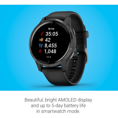 Montre intelligente GPS + cellulaire Venu de Garmin - Noir granite avec matériel ardoise - Remis à neuf