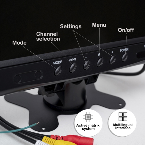 DenyDan 9-Inch HD Car Monitor – Dual Video Input AV1/AV2, 800x480 Resolution, 9-36V Compatible, Wide 170° Viewing Angle, for Backup Camera &