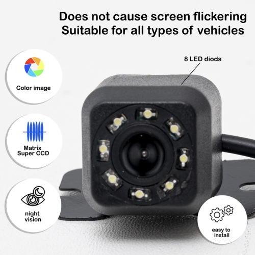 DenyDan Waterproof Rear View Backup Camera with Night Vision, 170° Wide Angle, 8 LED, IP68, Super CCD, 720x480 Resolution, for Cars, HD Image,