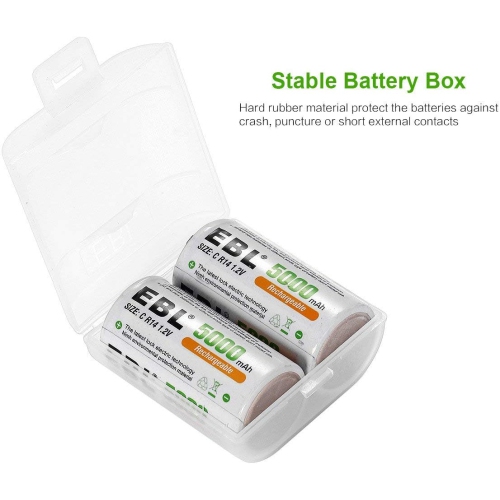 6 piles rechargeables rechargeables à cellules C d'EBL 1,2&nbsp;V; Piles Ni-MH C de 5000&nbsp;mAh; 1500 cycles