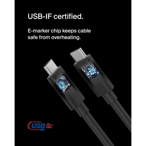 Belkin Connect USB4 Cable, USB-C to USB-C Cable w/ 240W Power Delivery + 20Gbps - USB4 Compliant Power Cable, Compatible with MacBook, Windows,