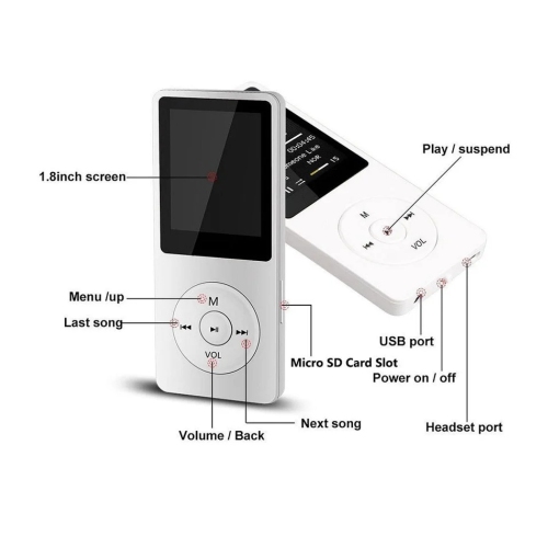 Lecteur MP3 Bluetooth portatif Walkman avec carte 32G, lecteur de musique MP4 étudiant, gris argenté