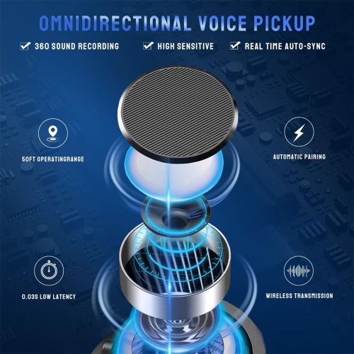 Micro-cravate sans fil K15, double micro 3-en-1 avec réduction du bruit pour l'enregistrement vidéo sur téléphone mobile
