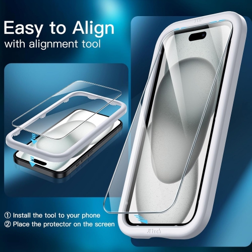 3 in 1 Magnetic Case for iPhone 15 6.1-Inch with 2 Pack Tempered Glass Screen Protectors, Compatible with MagSafe, Translucent Matte Back Shockproof