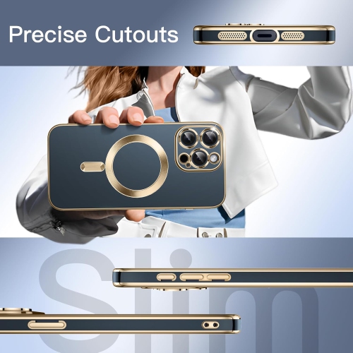 Étui électroplaqué pour iPhone 15 Pro Max de 6,7&nbsp;po, compatible avec MagSafe, protection complète de l'objectif de caméra, étui souple en TPUR