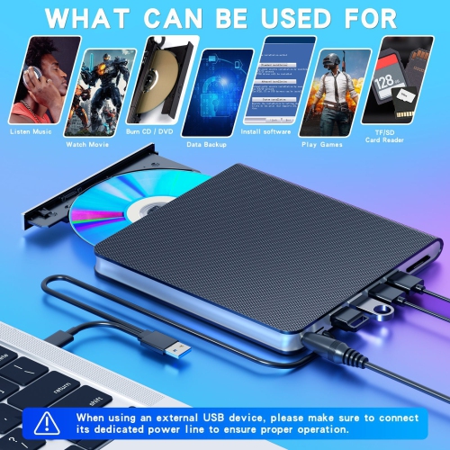 New High-Speed ​​USB/Type-C Blu-ray Drive for Laptops and Mobile PCs - 7-in-1 Multi-Function [Blu-ray BD-ROM] Reads/Plays All BD/DVD/CD/VCD Discs