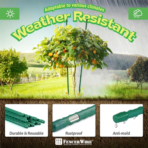 Piquets pour plantes en métal durable de CAPHAUS, paquet de 25 feuilles de 3&nbsp;pi PVC/36&nbsp;po