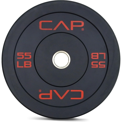 CAPHAUS 2-Inch Olympic Bumper Plate, Rubber Weight Plate with Steel Hub for Weightlifting, Strength Training, 55LB Single