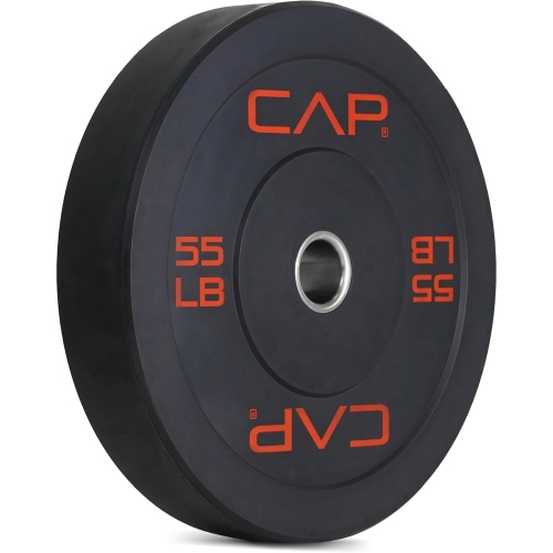 CAPHAUS 2-Inch Olympic Bumper Plate, Rubber Weight Plate with Steel Hub for Weightlifting, Strength Training, 55LB Single