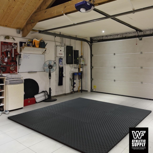 CAPHAUS Interlocking Exercise Foam Mats, Diamond, Tatami, T Pattern 1/2-Inch Thickness Gym Flooring Tiles, Black