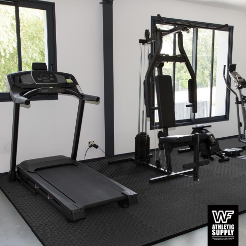 CAPHAUS Interlocking Exercise Foam Mats, Diamond, Tatami, T Pattern 1/2-Inch Thickness Gym Flooring Tiles, Black