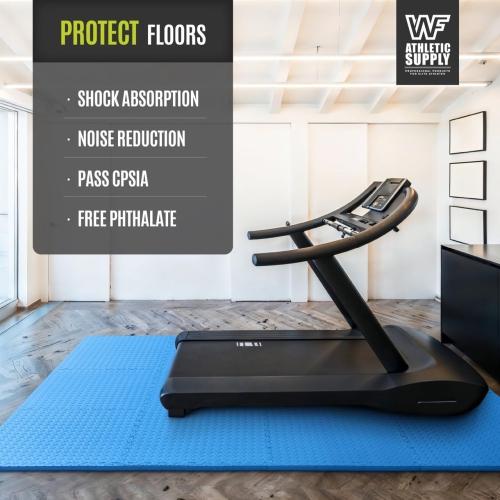 CAPHAUS Interlocking Exercise Foam Mats, Diamond, Tatami, T Pattern 1/2-Inch Thickness Gym Flooring Tiles, Blue