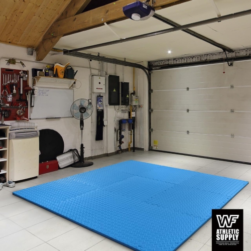 CAPHAUS Interlocking Exercise Foam Mats, Diamond, Tatami, T Pattern 1/2-Inch Thickness Gym Flooring Tiles, Blue