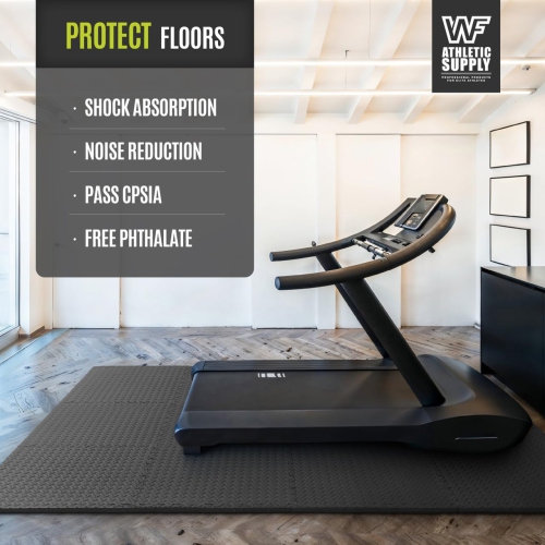 CAPHAUS Interlocking Exercise Foam Mats, Diamond, Tatami, T Pattern 1/2-Inch Thickness Gym Flooring Tiles, Black